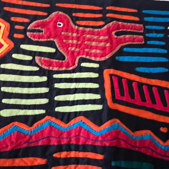 Vintage 70s Mola art textile from the Guna features a large dragon or a lizard - Picture 4 of 8